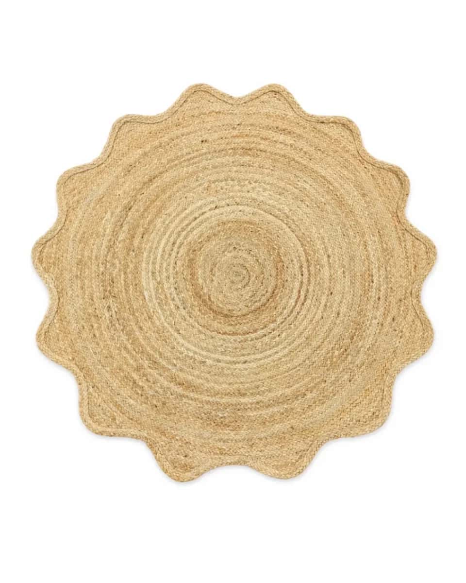 Solid Natural Jute Petal Edge Rug