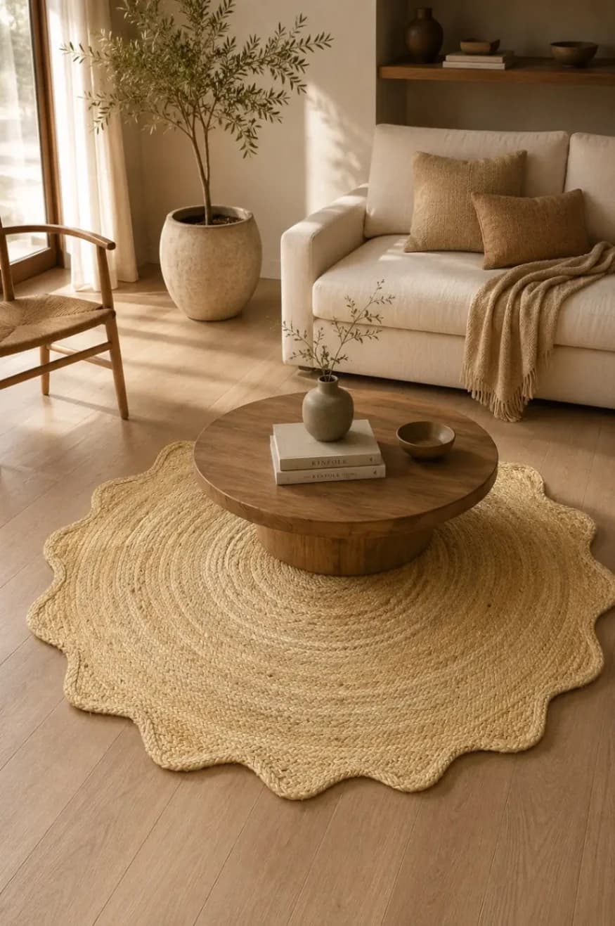 Petal & Wavy Edge Jute Rugs: Bringing Wabi-Sabi Flow to Floors